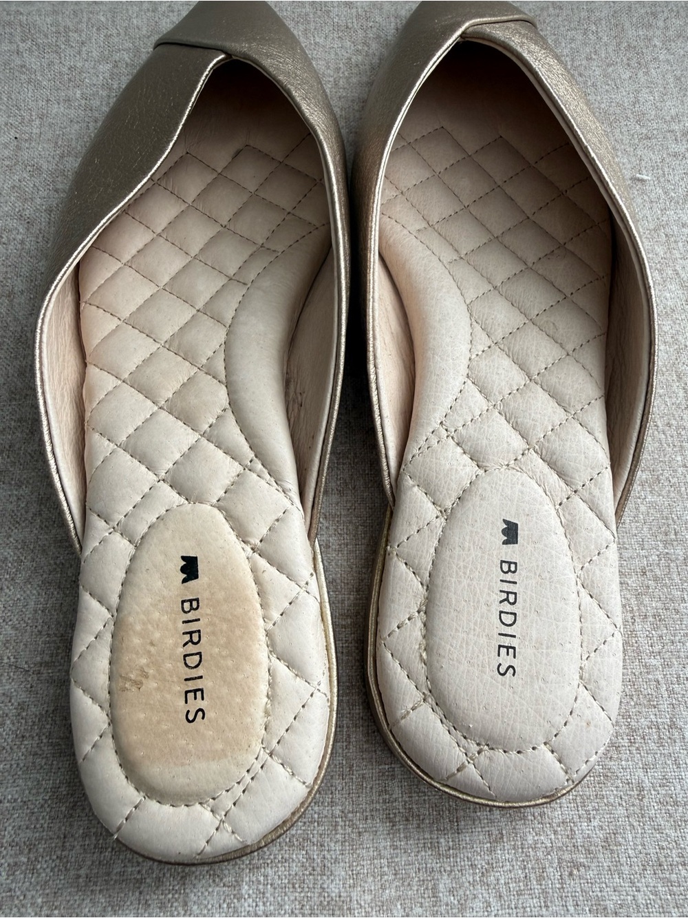 Birdies Gold Leather Pointed Toe Mule Flats Size 7 - Picture 2 of 7